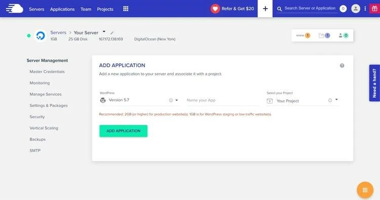 Adding new Applications to Cloudways