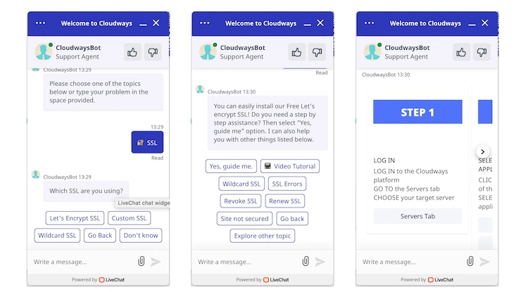 Chat with Cloudways chatbot