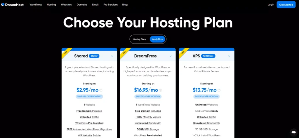 Dreamhost Pricing Plans