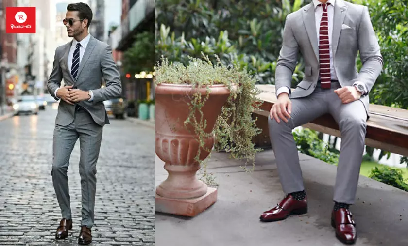 Grey Suit & Burgundy Shoes