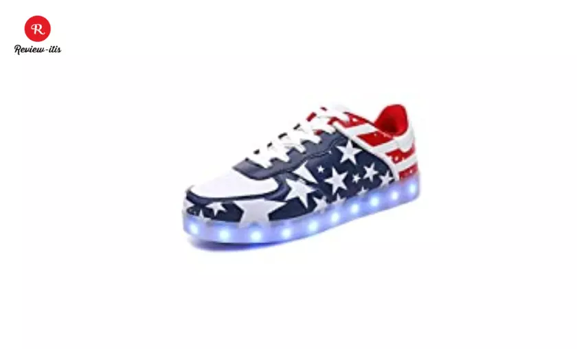 IGxx Adults LED Light Up Sneakers for Men High Top LED Shoes Light Up USB Recharging Shoes Women Glowing Luminous Flashing Light Shoes LED Kids Halloween Christmas President’s Day Independence Blue

