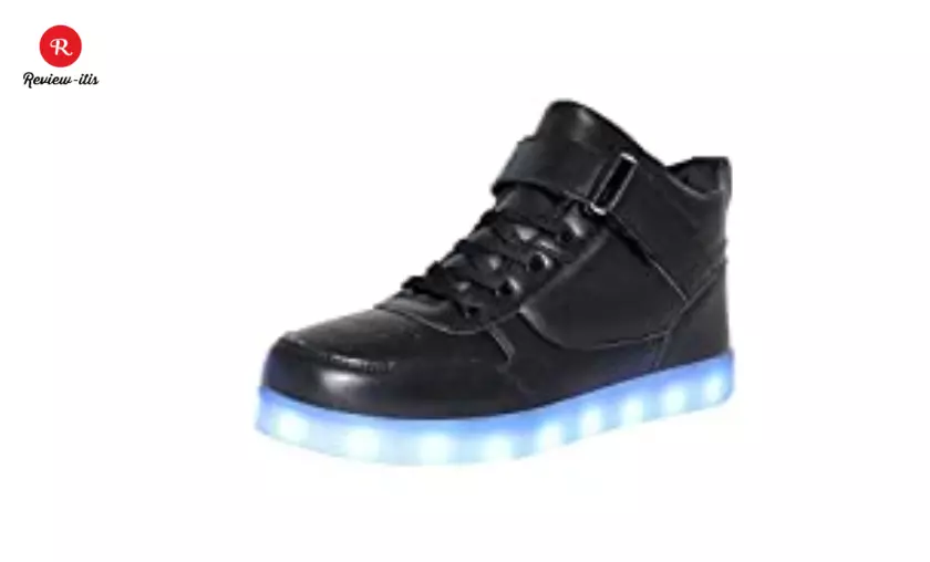 HotDingding Fiber Optic LED Shoes for Women, Men Kids Light Up Sneakers for Boy Girl USB Charging Flashing Luminous Trainers Shoes(Toddler/Kids/Adult) Black-Green