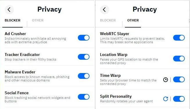 Privacy and Encryption Features