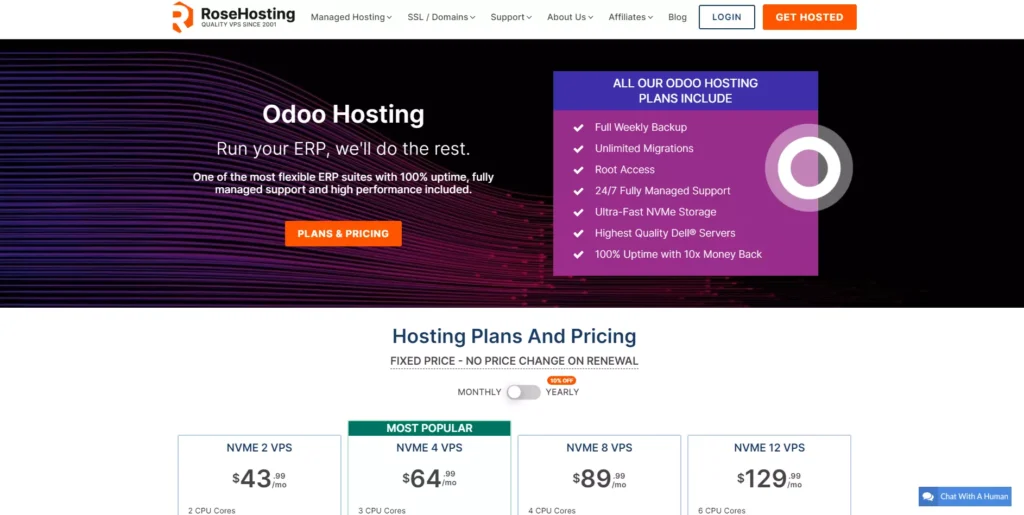 RoseHosting Odoo Hosting