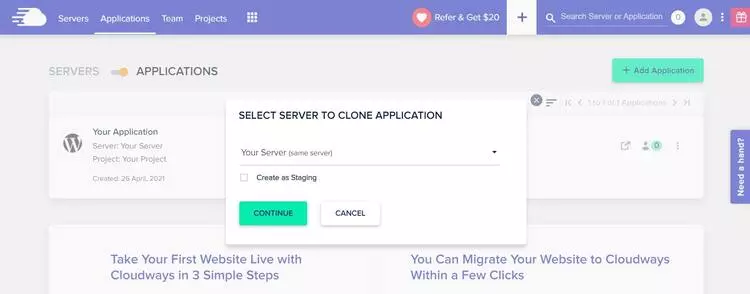 Staging a website with Cloudways