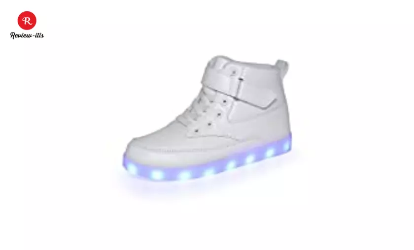 Voovix Unisex LED Shoes Light Up Shoes High Top for Women Men White42