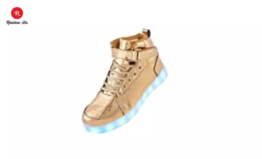 YIQIZQ Led Light Up Shoes High Top Sneakers for Women Men Hip-Hop Dancing Shoes for Halloween Christmas Party with USB Charging Gold 42