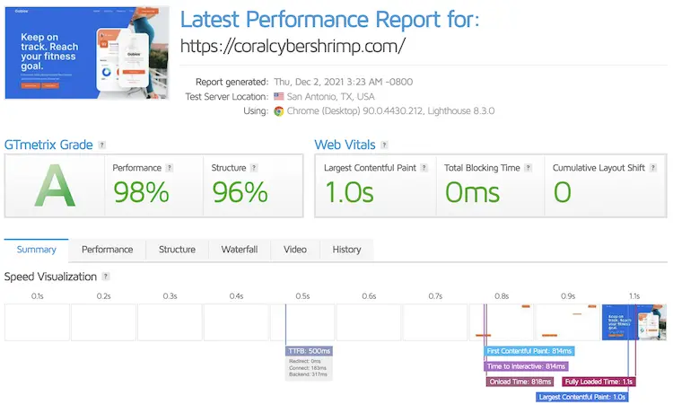 IONOS page load time on WP website - review-itis